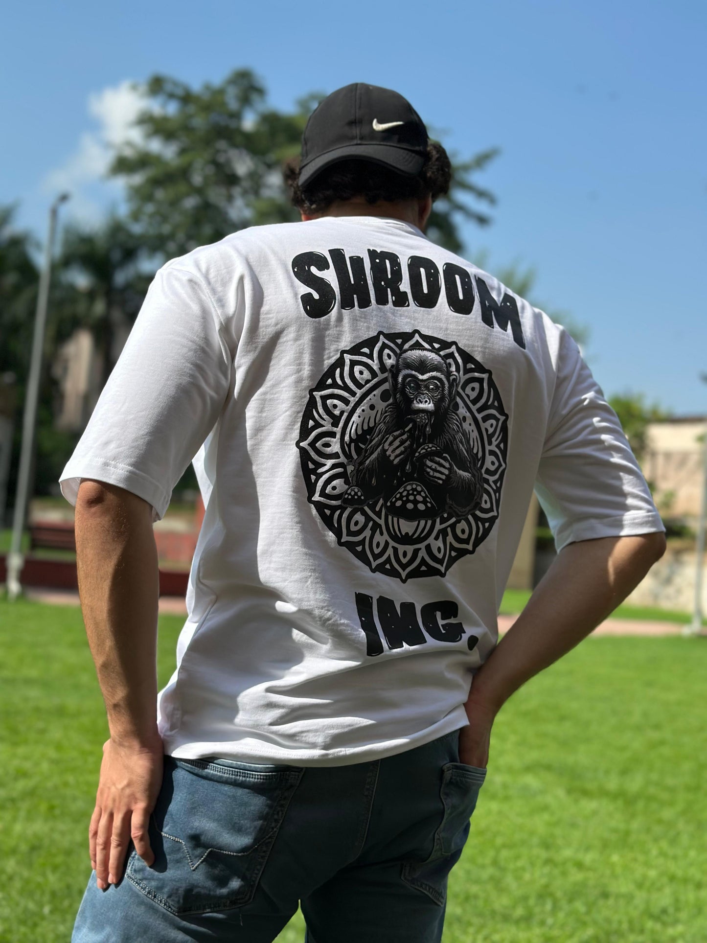 FADED "SHROOM ING." Oversized Tee – White